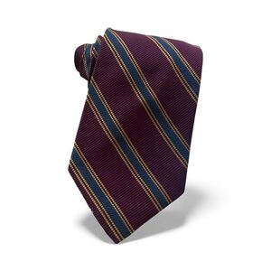 Elegant Striped Tie in Burgundy and Gold